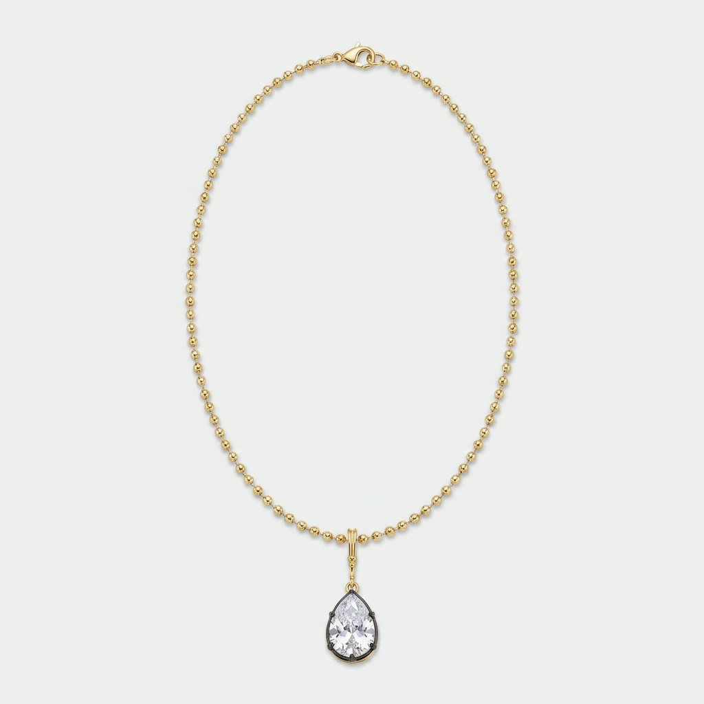 Pear cut drop bead necklace